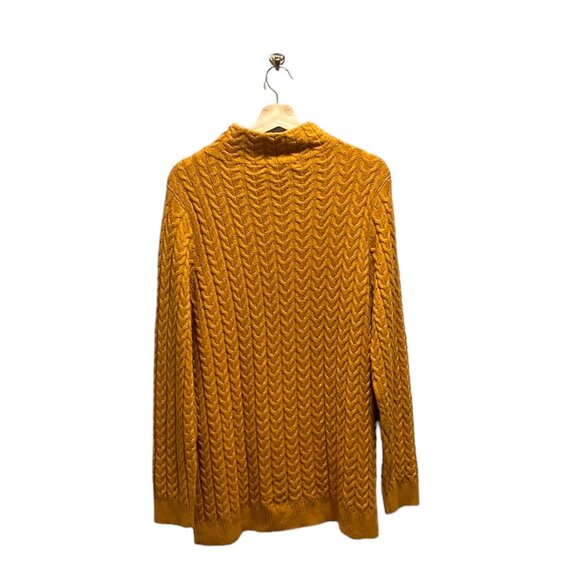 Christopher & Banks Cableknit Turtleneck Sweater Mustard Size XL NWT Soft Cozy - Picture 9 of 12